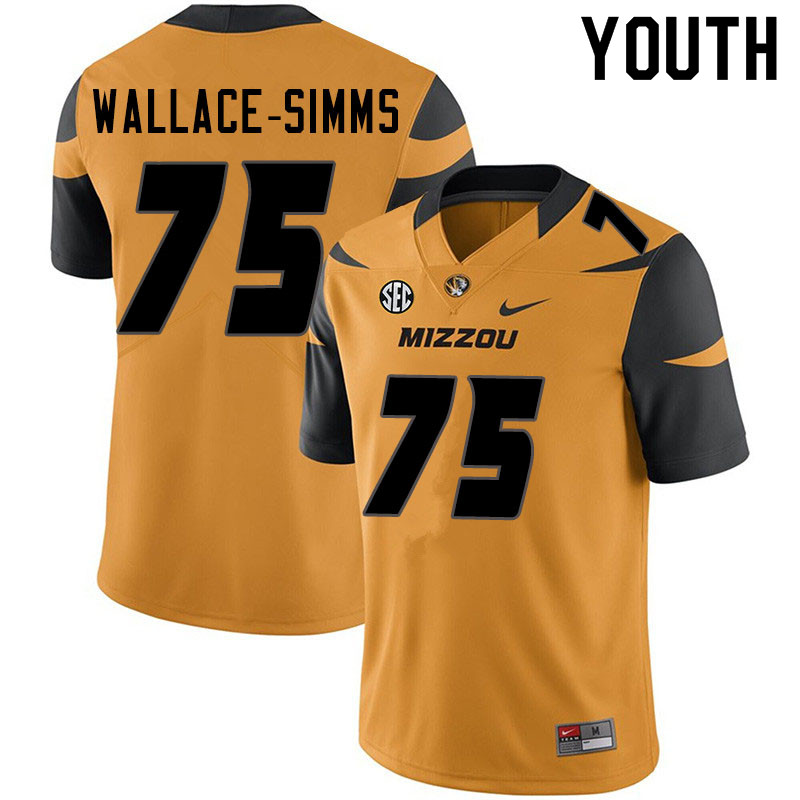 Youth #75 Tre'Vour Wallace-Simms Missouri Tigers College Football Jerseys Sale-Yellow